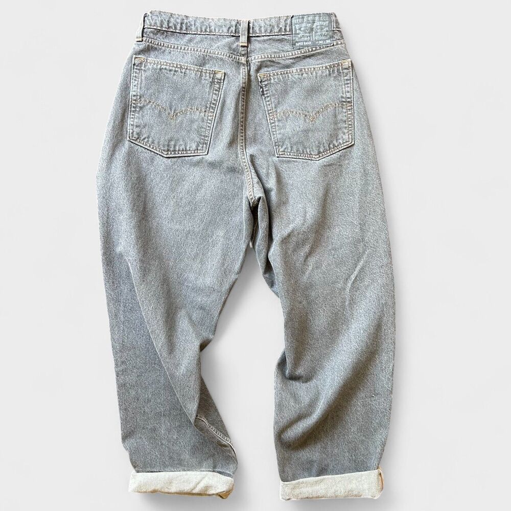 Levi's Super Baggy Denim Jeans 30x34 Gray Drawstring Skater Wide Leg Loose 90s - Picture 8 of 10